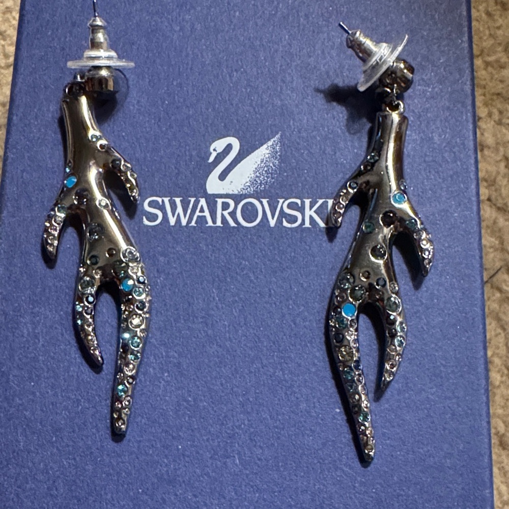 Swarovski Silver Earrings with Blue Accents